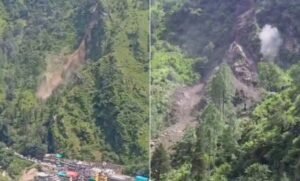 चमोली में अचानक दरका पहाड़, टैक्सी स्टैंड के पास वाहनों पर गिरा मलबा; दो वाहन क्षतिग्रस्त