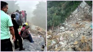 मसूरी में कुदरत का कहर: भूस्खलन से पल भर में जमींदोज हुआ मकान, लोगों ने भाग कर बचाई जान