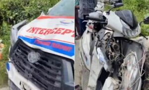 इंटरसेप्टर वाहन की टक्कर से स्कूटी सवार दो संविदा कर्मचारी घायल,